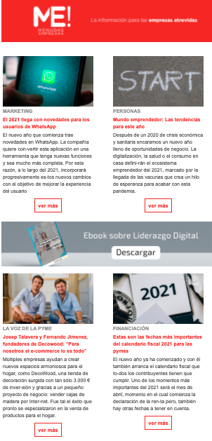 Menudas Empresas realiza una newsletter semanal con información útil para empresas y autónomos.