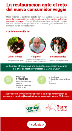 Ejemplo de newsletter de eventos, organizada por Barra de Ideas